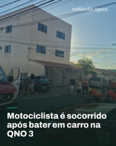 Motociclista é socorrido após bater em carro na QNO 3